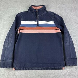 Fat Face The Airlie Sweater Mens Large Blue Striped 1/4 Zip Heavyweight Outdoor